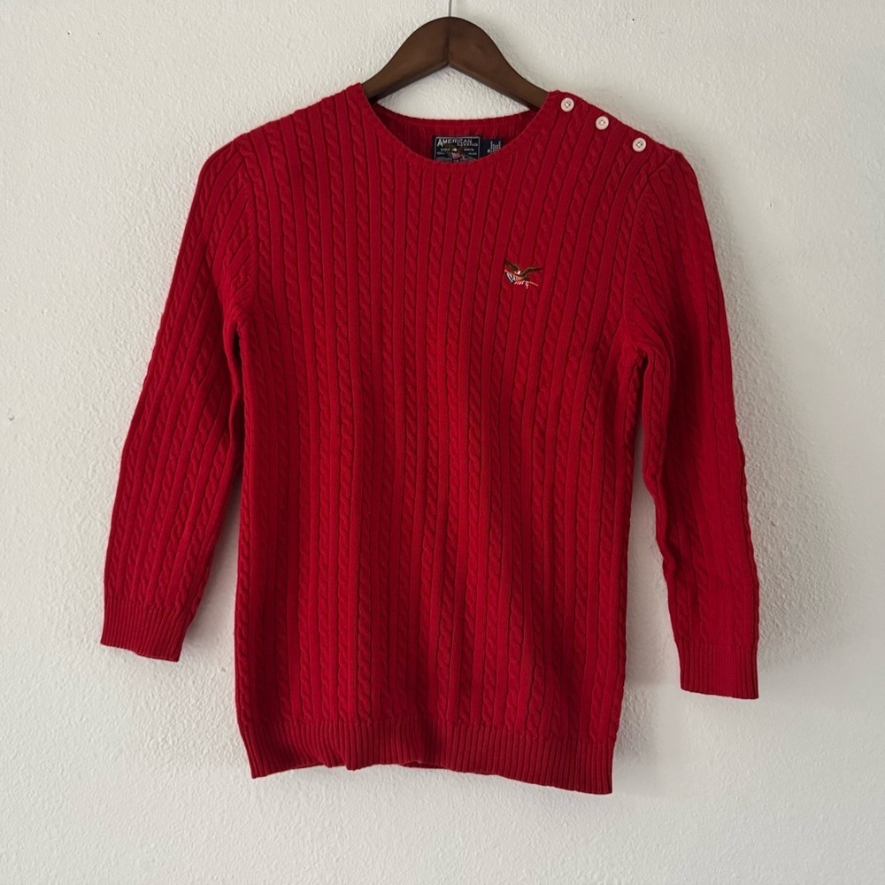 American Living Preppy Cable Knit Sweater Americana Small Old Money Ralph Lauren - Picture 5 of 9